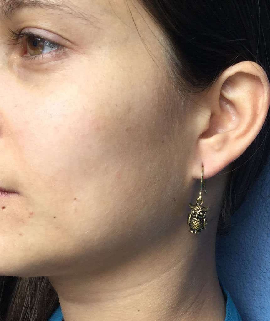 Gold Mini Owl Earrings