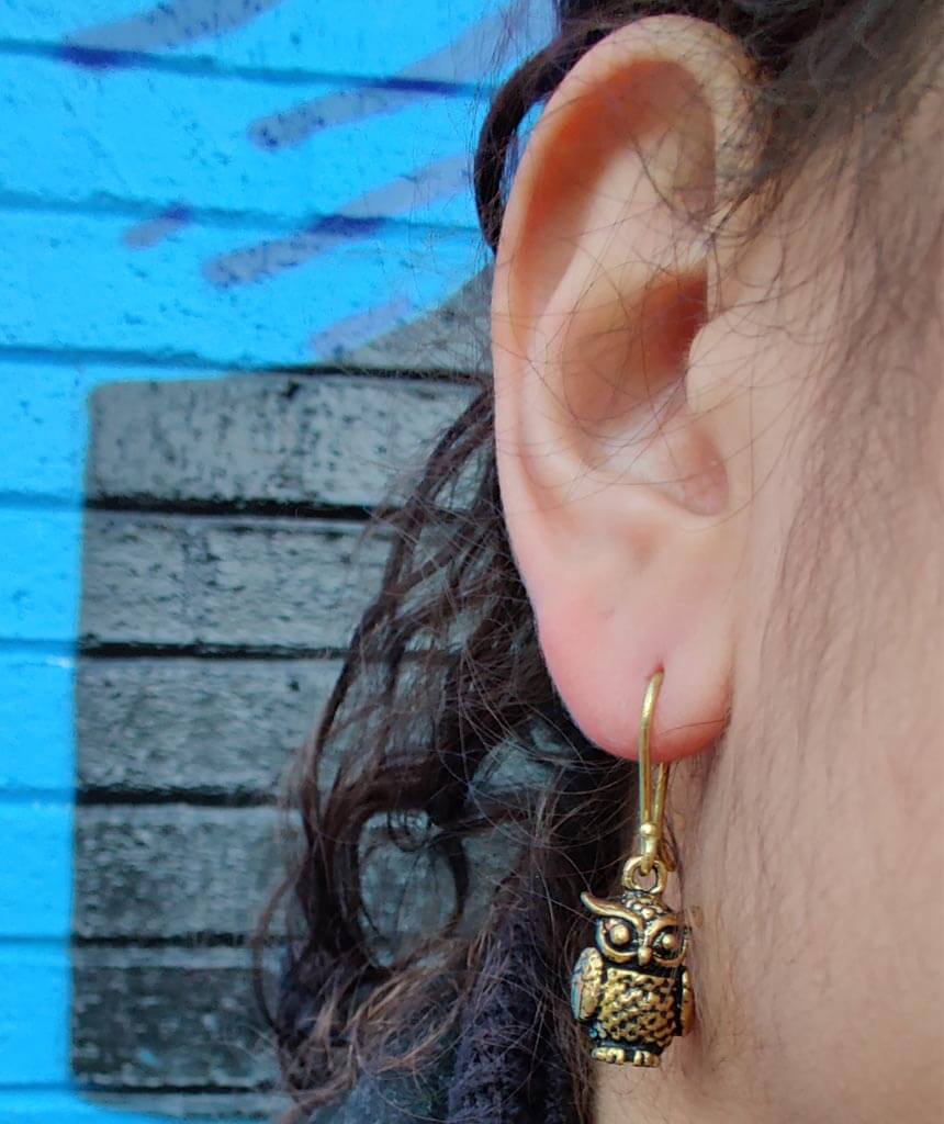 Gold Mini Owl Earrings