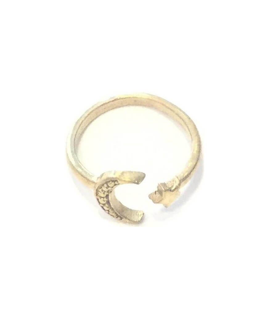 Gold Moon and Star Ring