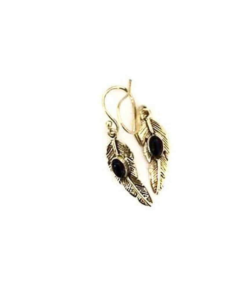 Gold Purple Leaf Dangling Earrings