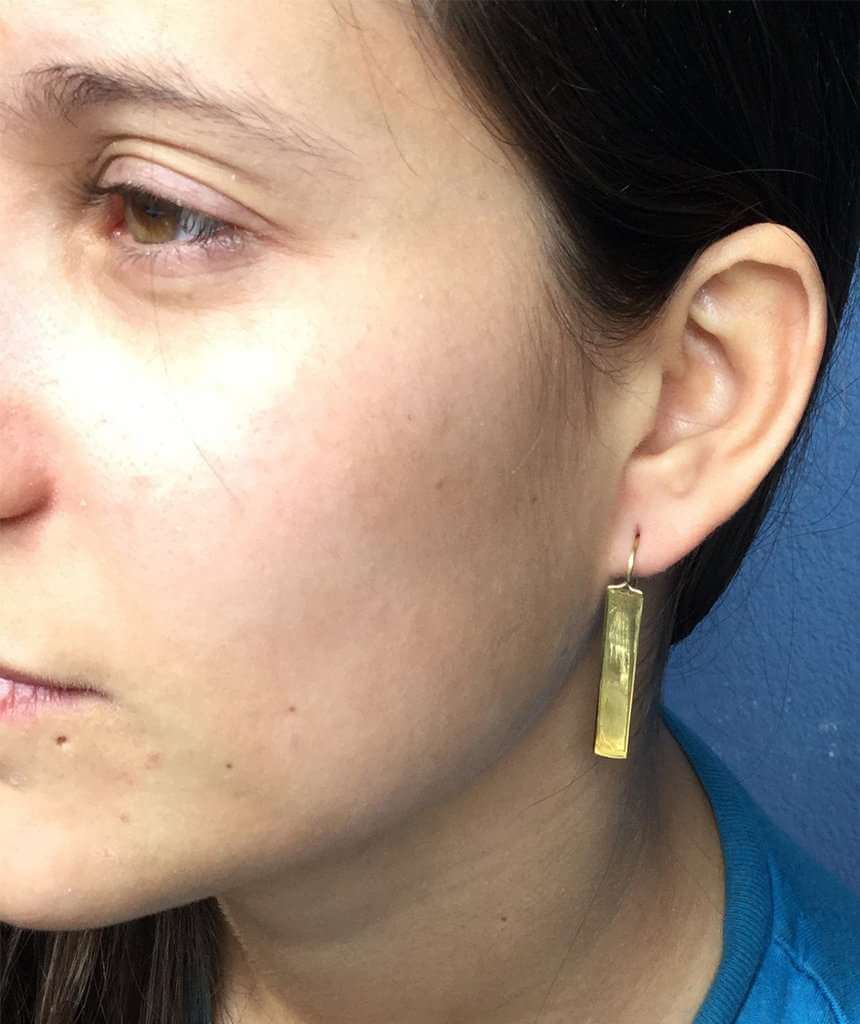 Gold Rectangular Drop Earrings