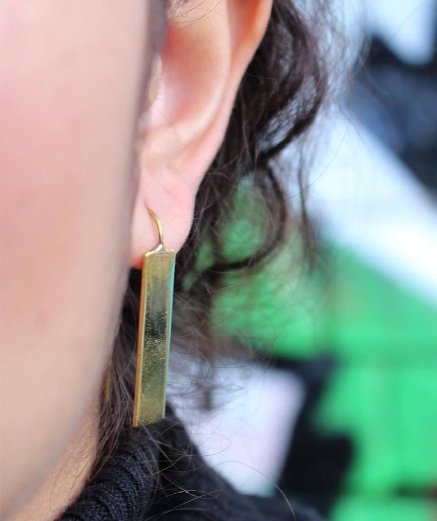 Gold Rectangular Drop Earrings