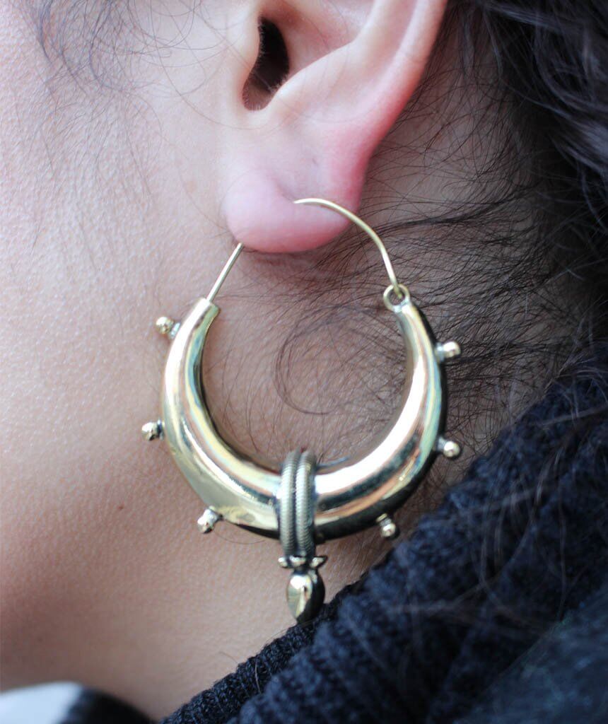 Gold Small Mandala Hoop Earrings