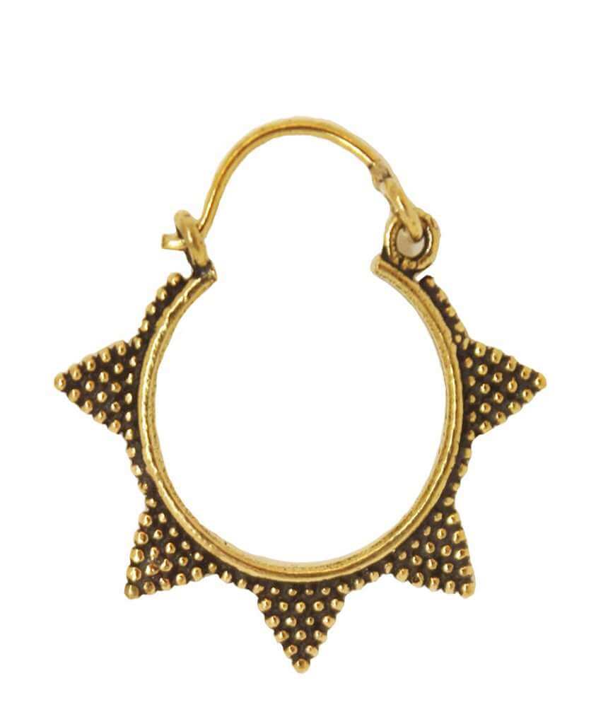 Gold Small Spiked Sun Hoop Earrings