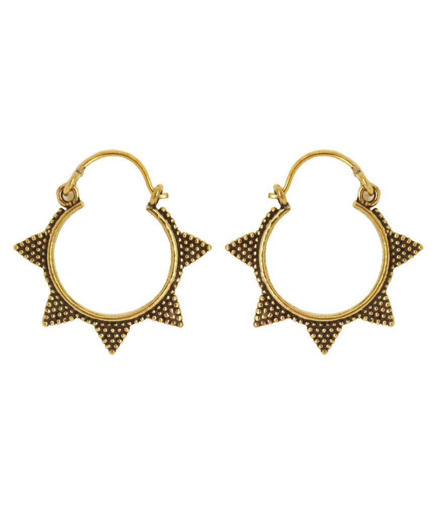 Gold Small Spiked Sun Hoop Earrings