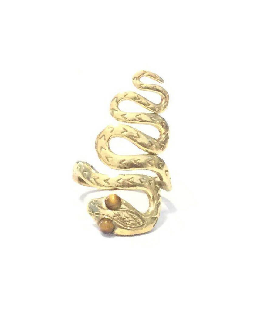 Gold & Brown Snake Eyes Ring