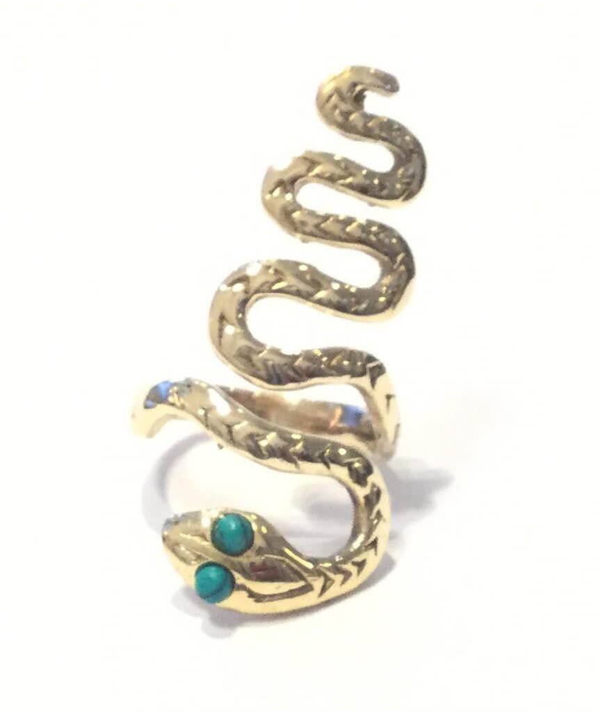 Gold & Turquoise Snake Eyes Ring