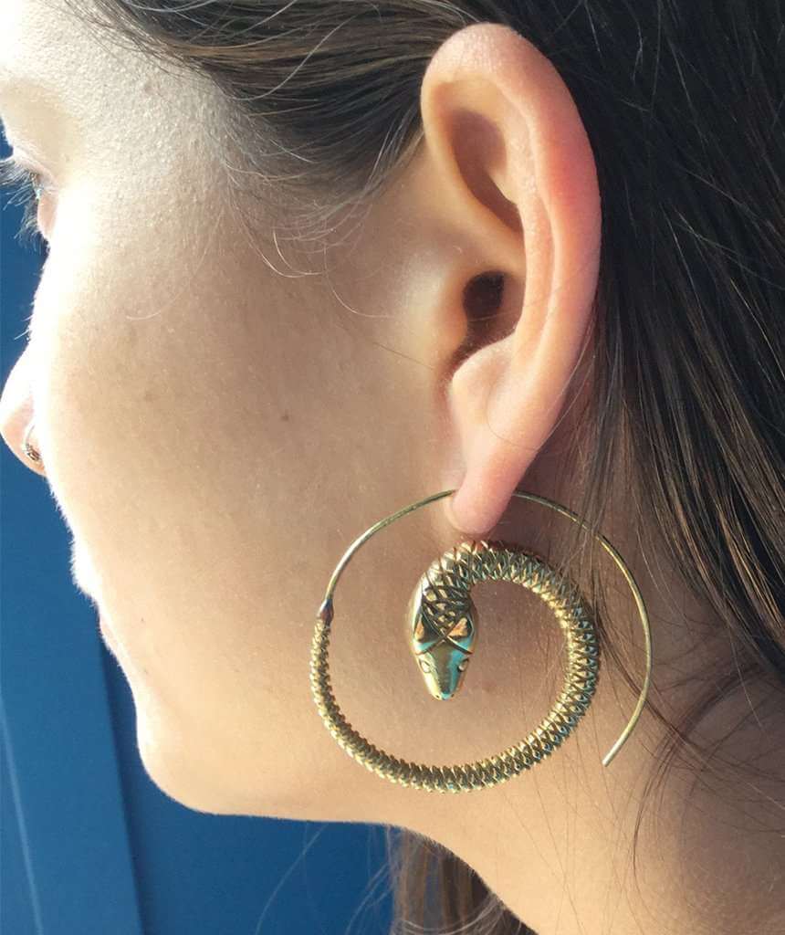 Gold Snake Swirl Earrings