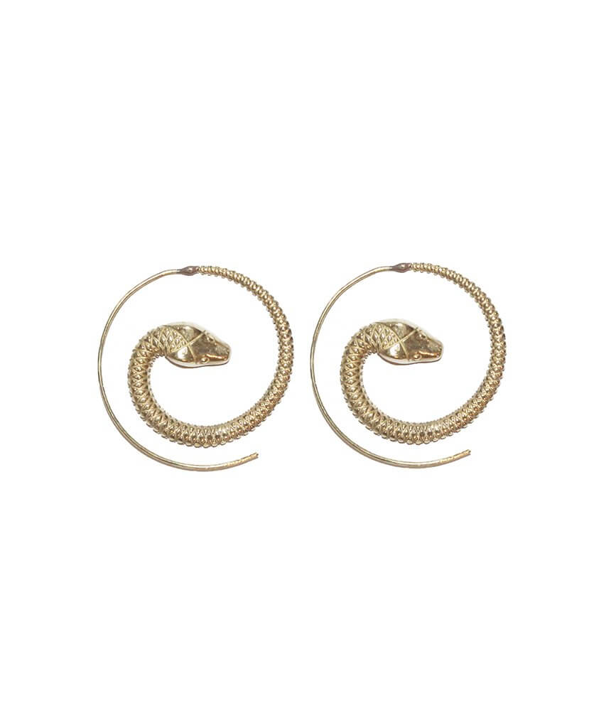 Gold Snake Swirl Earrings