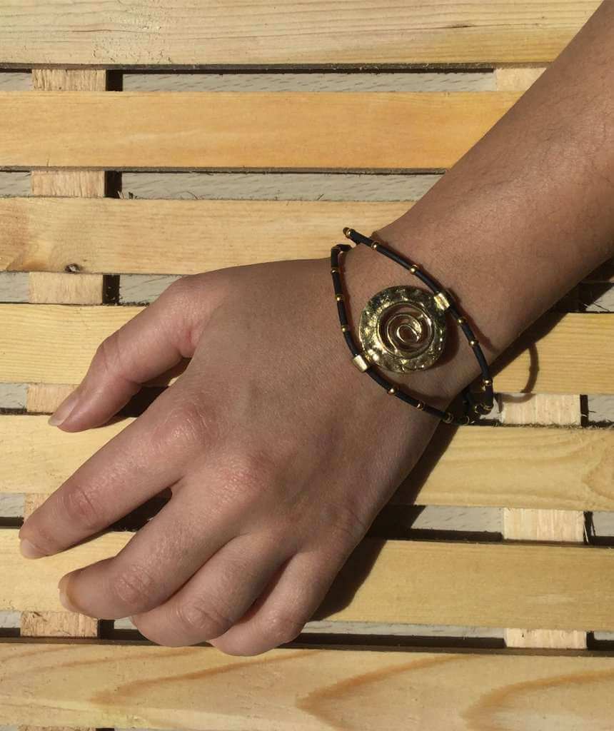 Gold Spiral Leather Bracelet