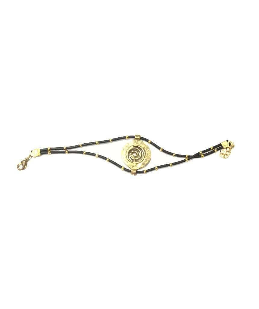 Gold Spiral Leather Bracelet