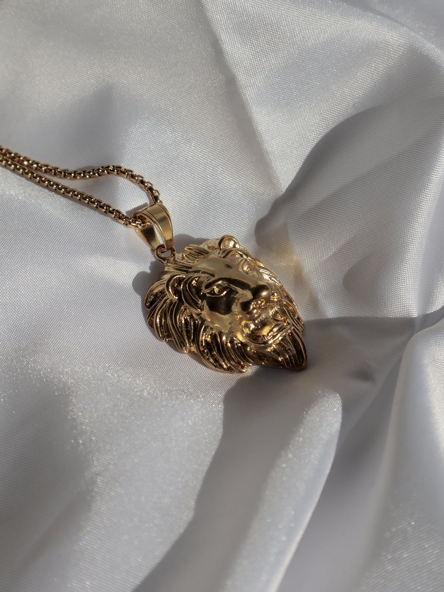 Gold Stainless Steel Lion Chain Necklace