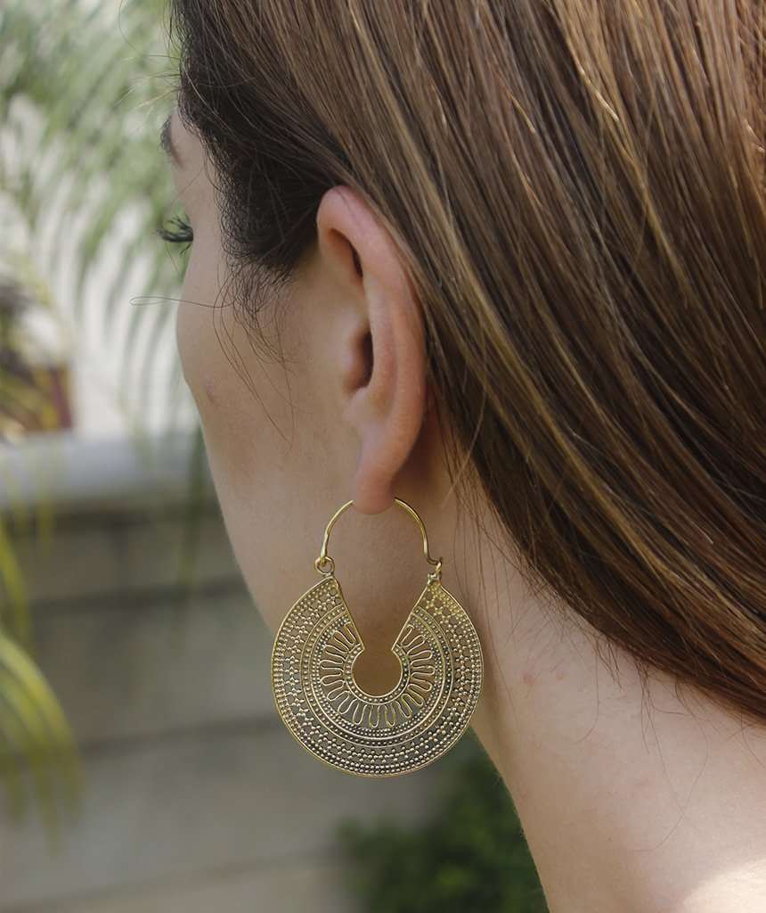 Gold Sun Dial Earrings