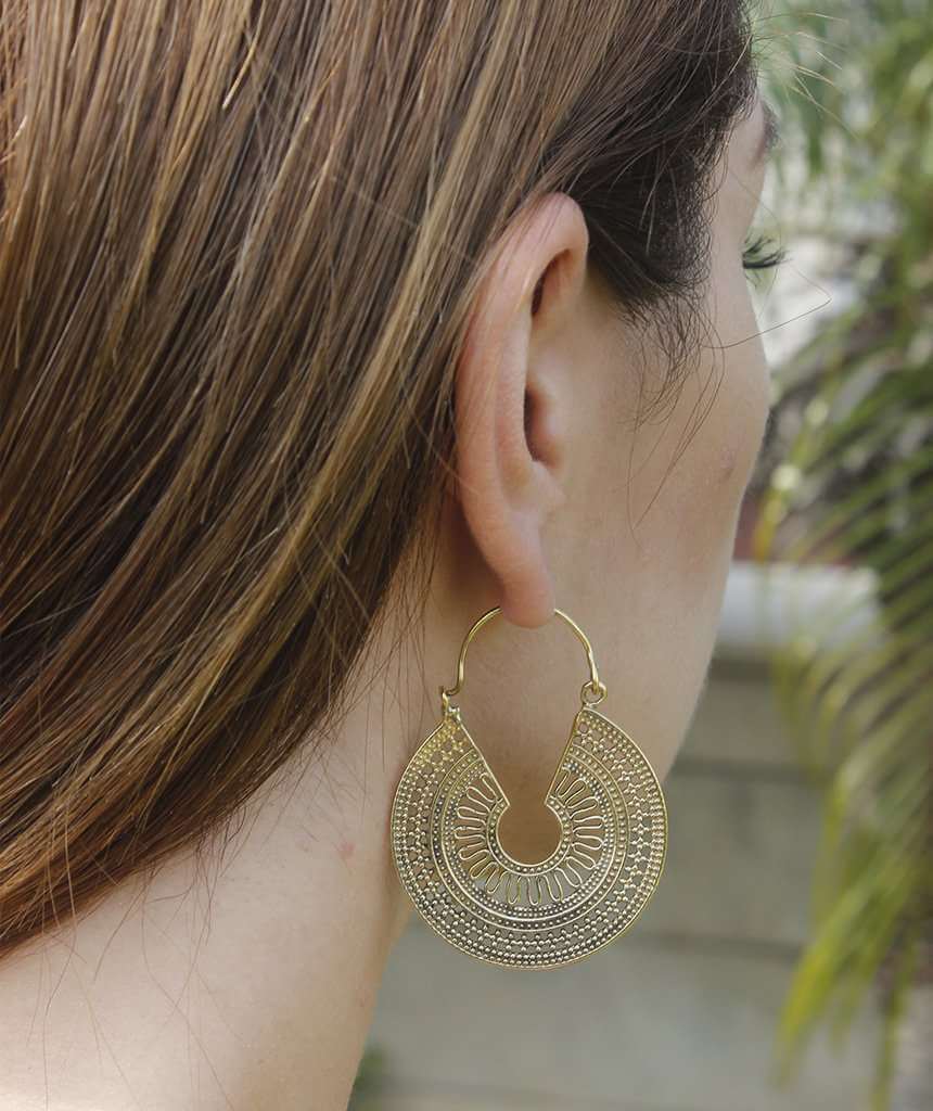 Gold Sun Dial Earrings