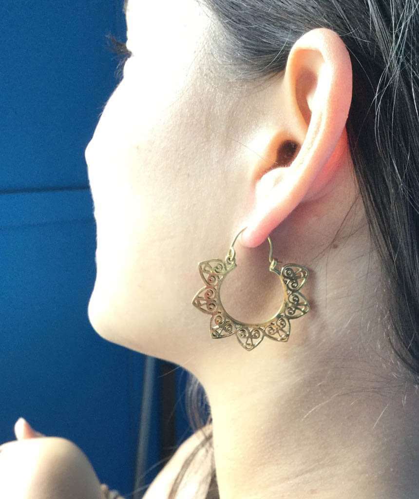 Gold Sun Hoop Earrings