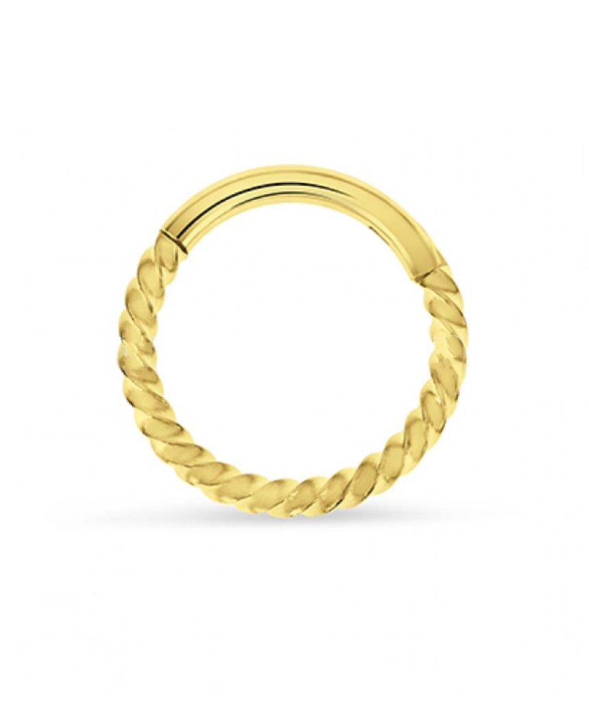 Gold Surgical Steel Braided Hinged Septum Ring