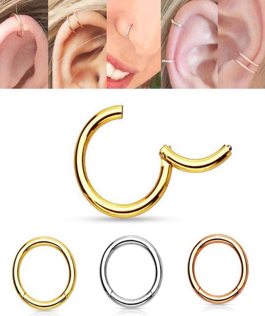 Gold Surgical Steel Hinged Septum