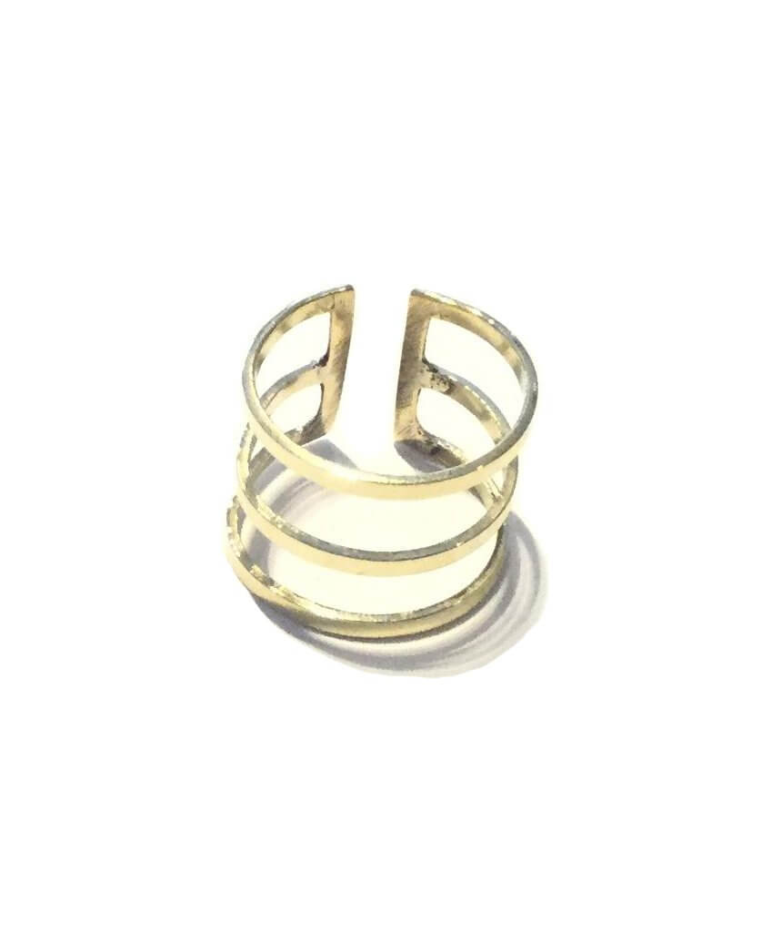 Gold Three Lines Cage Ring Fully Adjustable