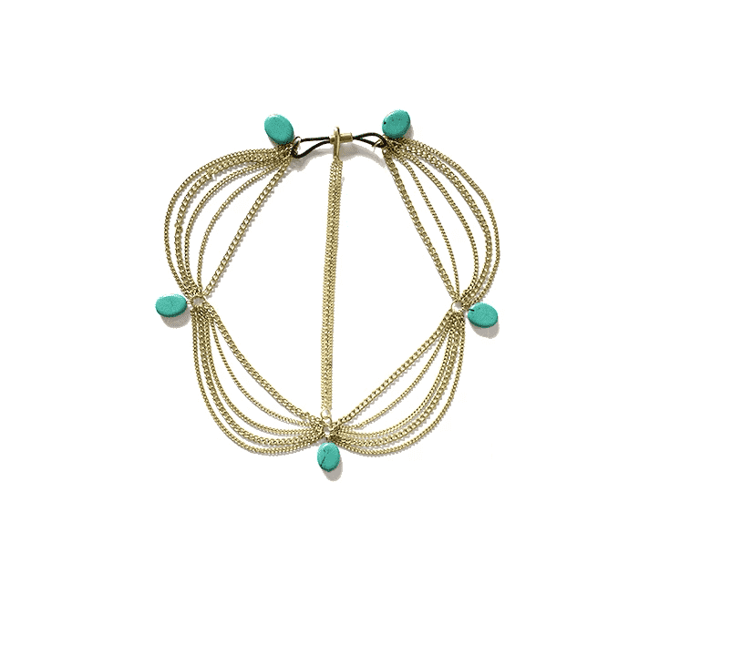 Gold Three Stone Beaded Headchain