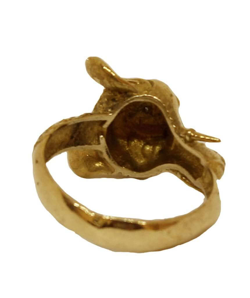 Gold & White Elephant Ring with Semi Precious Stone