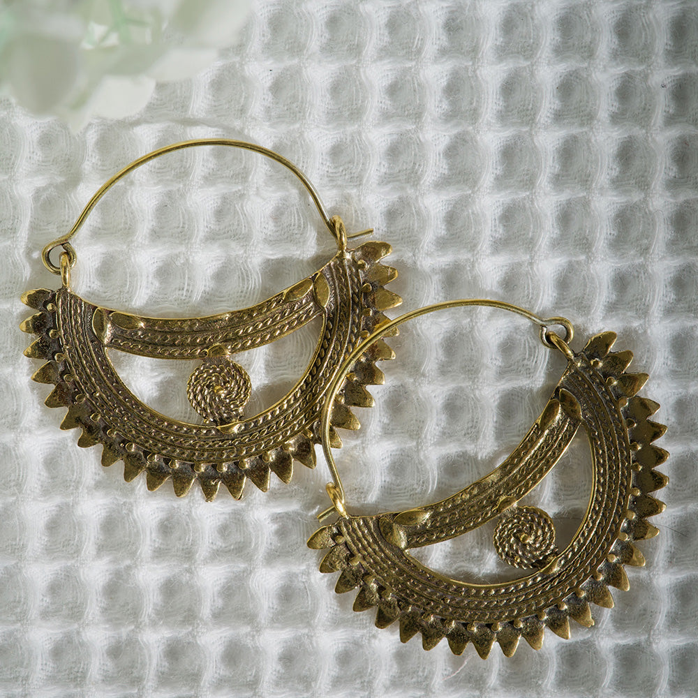 Gold Boat Statement Earrings