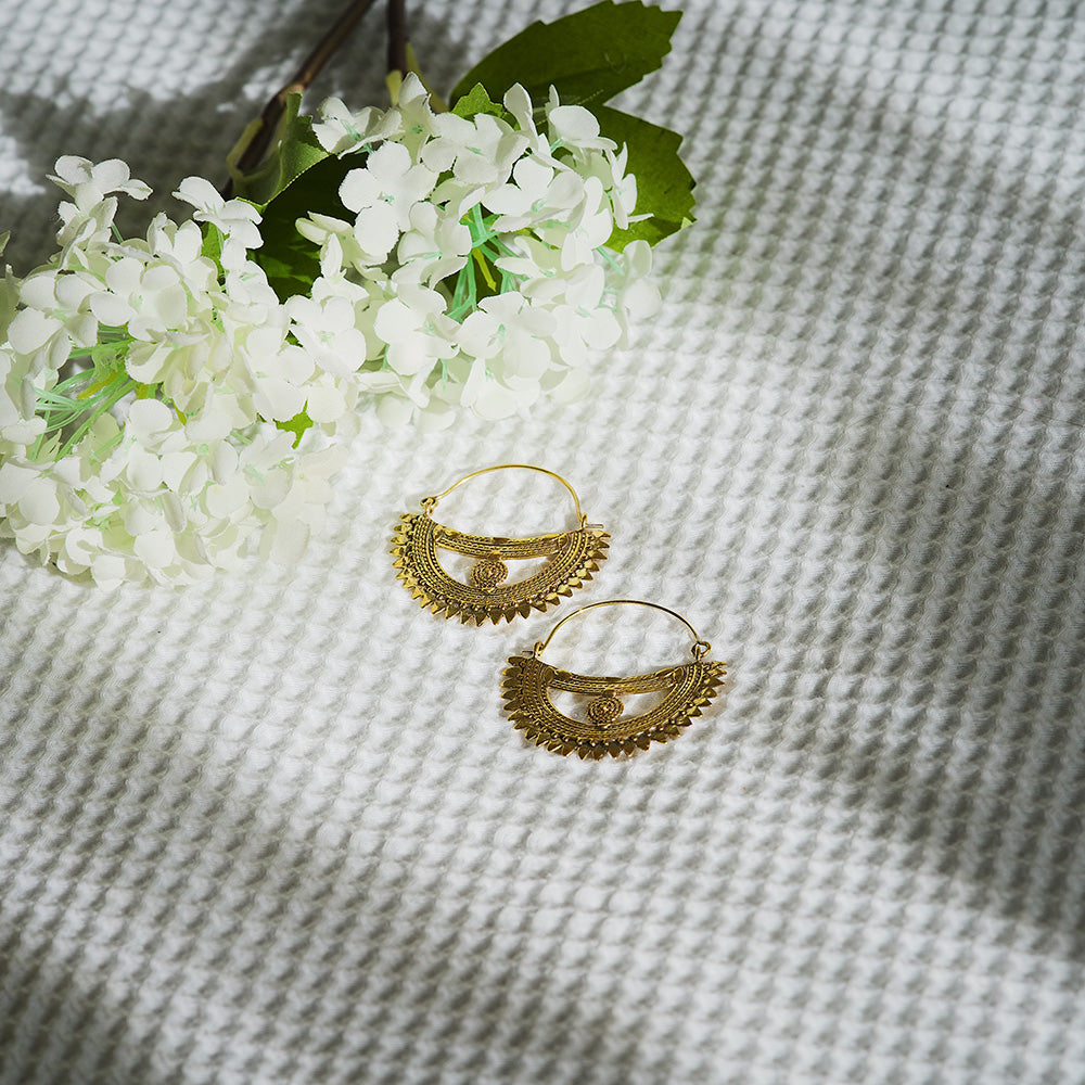 Gold Boat Statement Earrings
