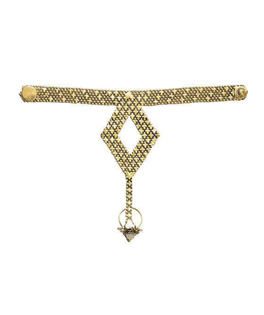 Gold Cuffed Cut Out Diamond Hand Harness