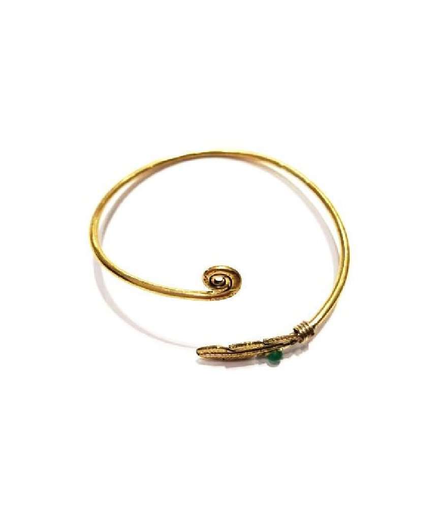 Gold Curl Up Feather Bangle Bracelet