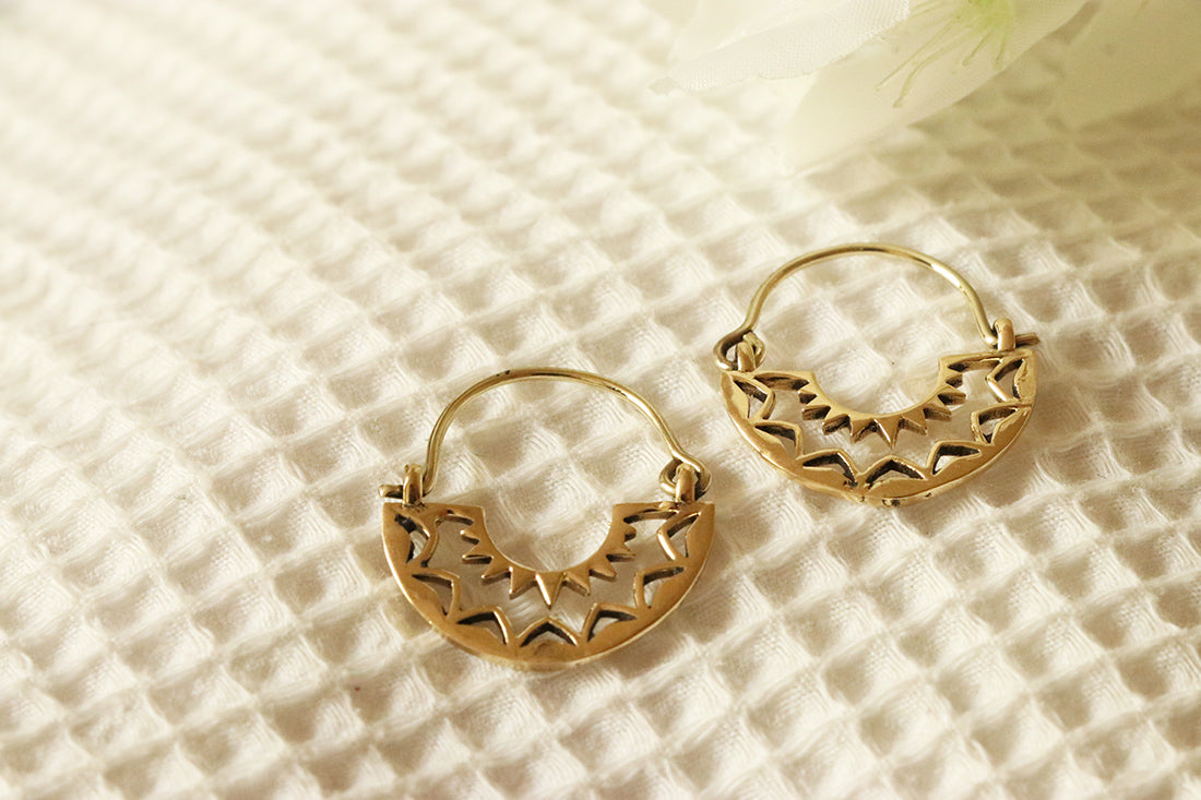 Boho Hoop Earrings with Triangular Design