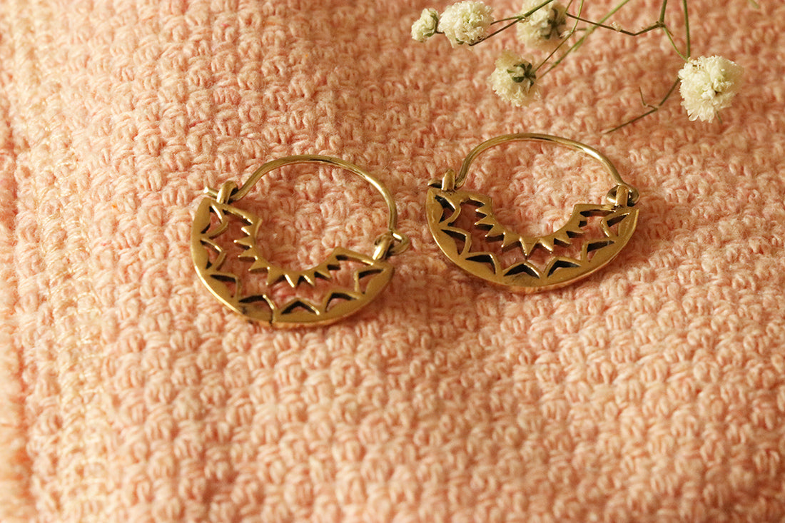 Boho Hoop Earrings with Triangular Design