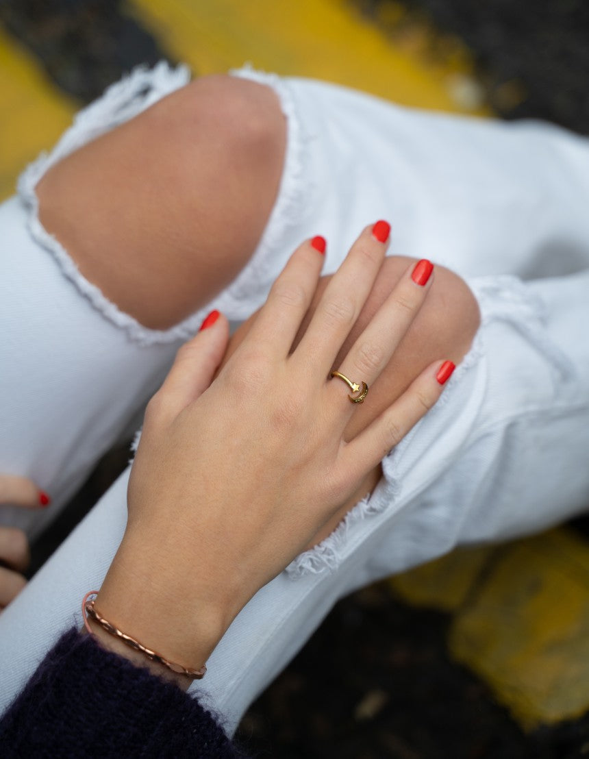 Moon and Star Ring