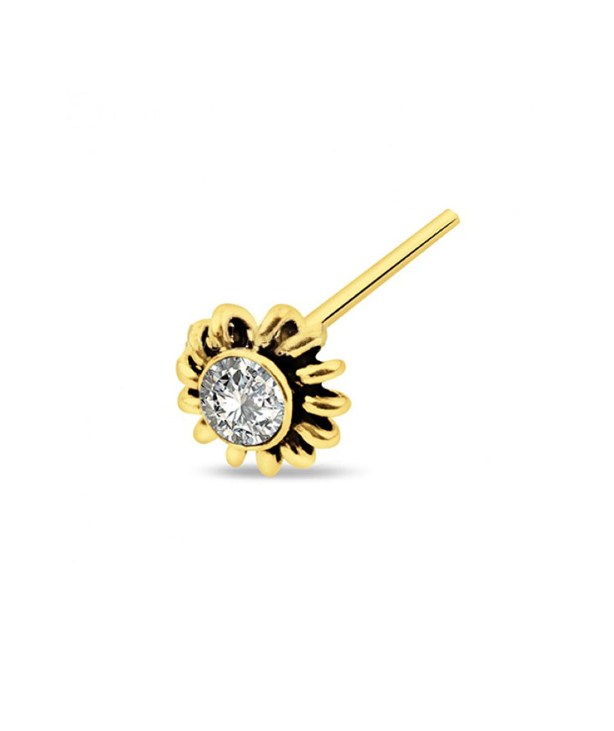 Gold Plated Nose Stud Ethnic Style with White moon Gem