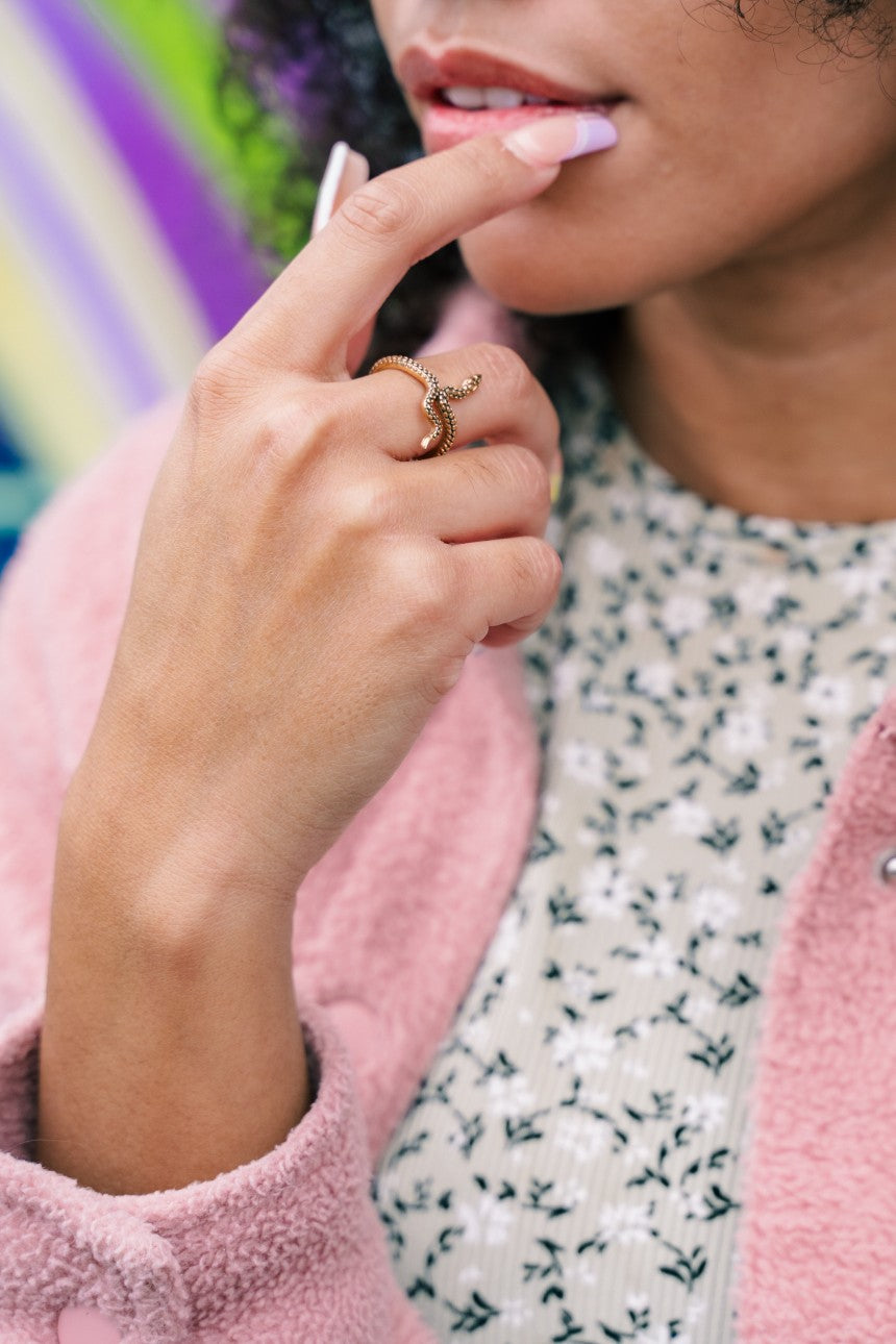 Gold Snake Ring Adjustable