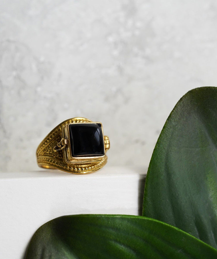 Brass Ring with Square Stone