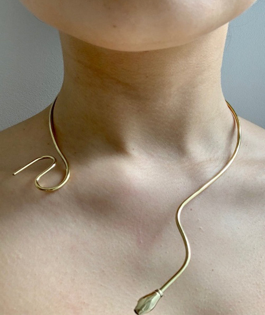 Gold Thin Snake Necklace