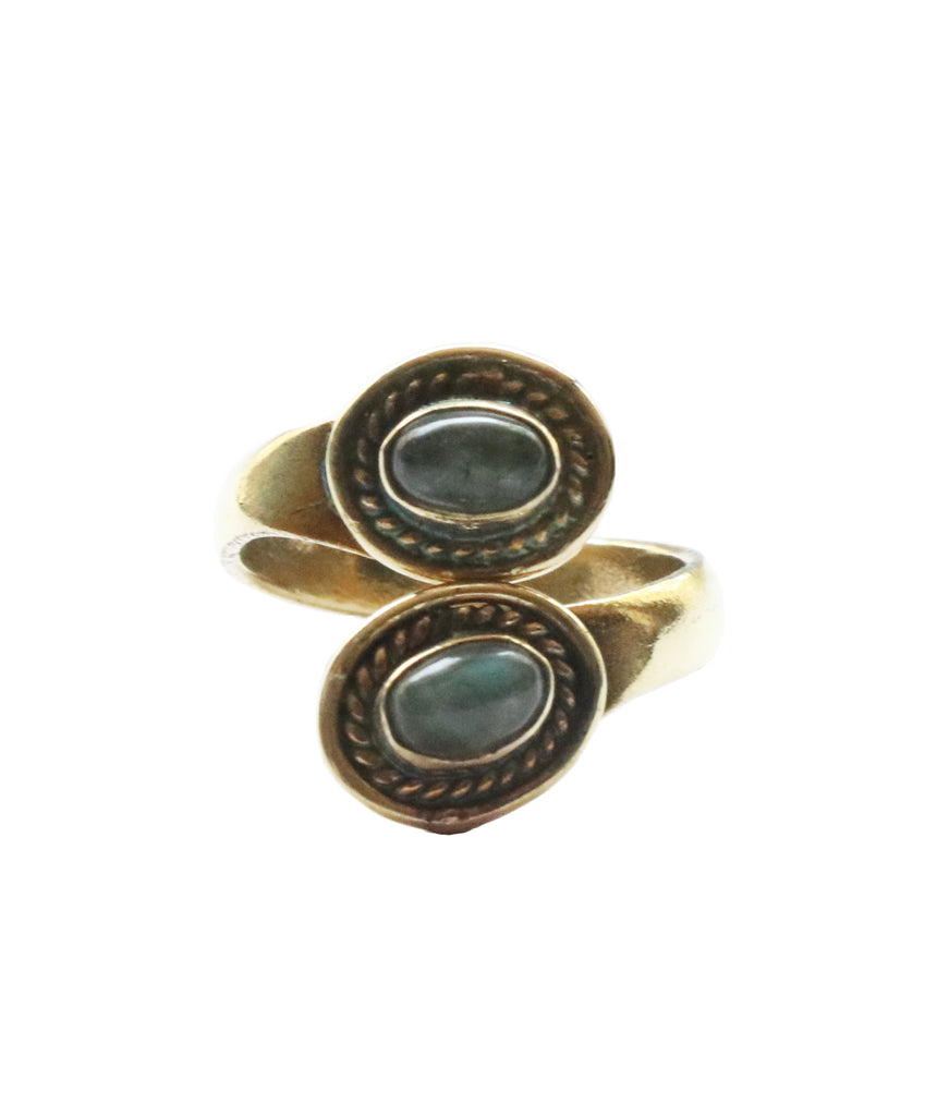 Twisted Double Stone Ring