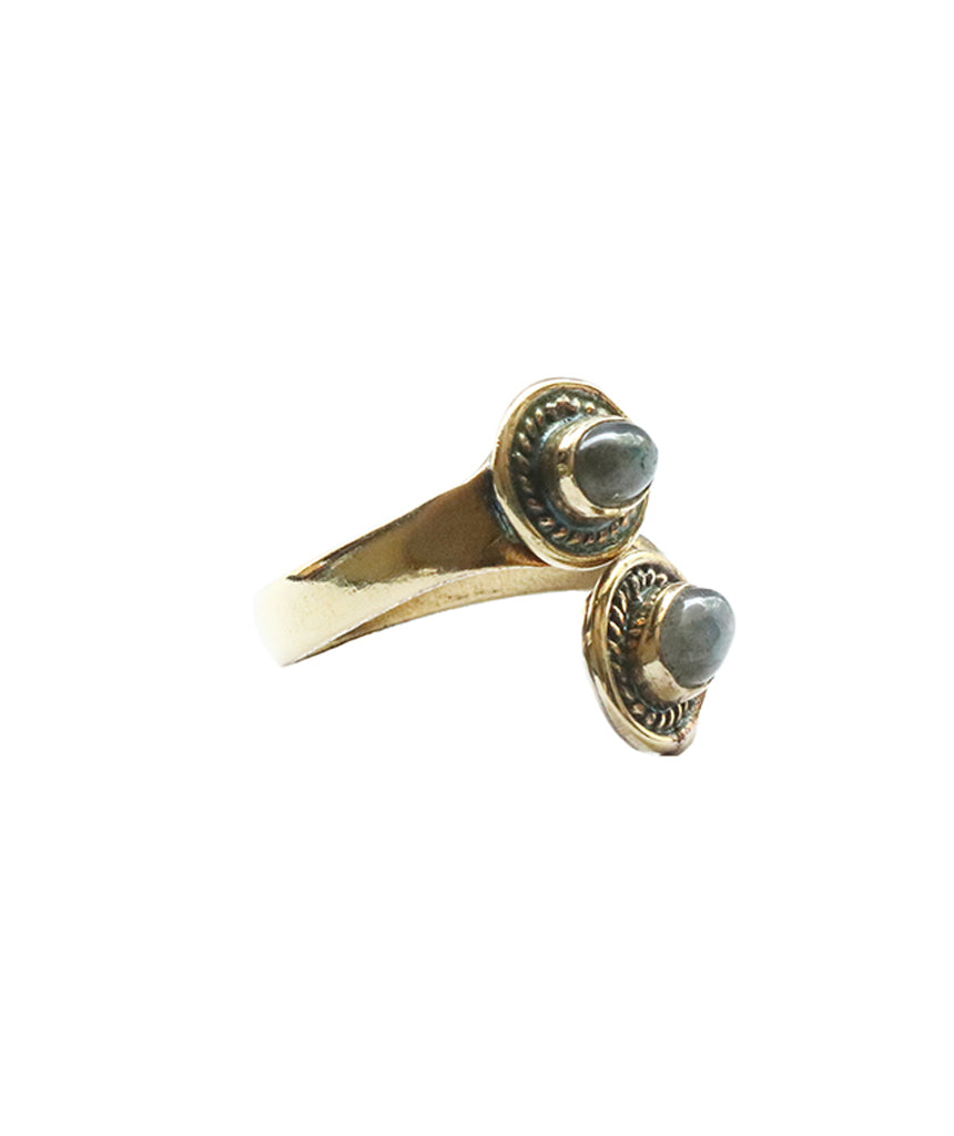 Twisted Double Stone Ring