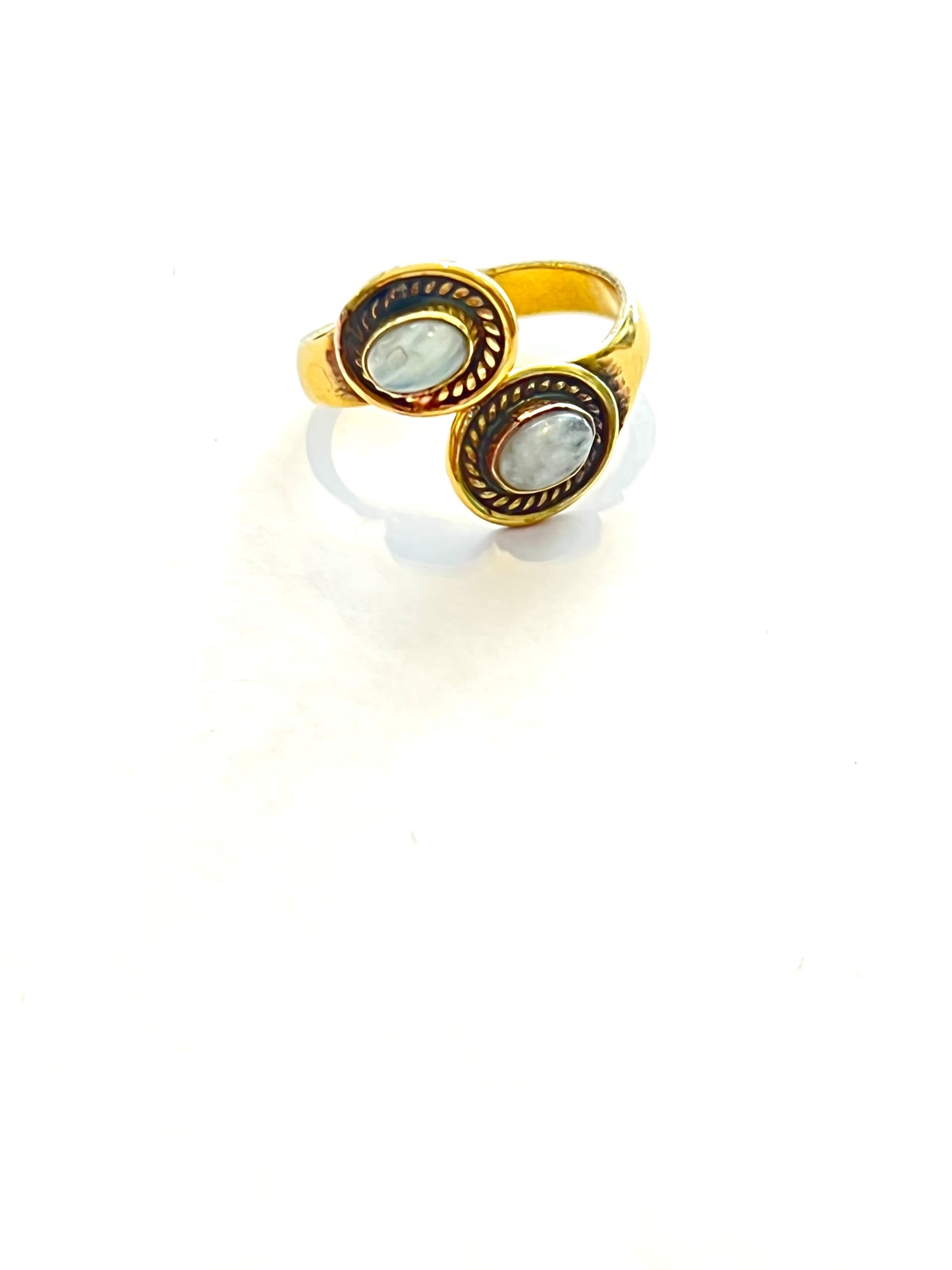 Twisted Double Stone Ring