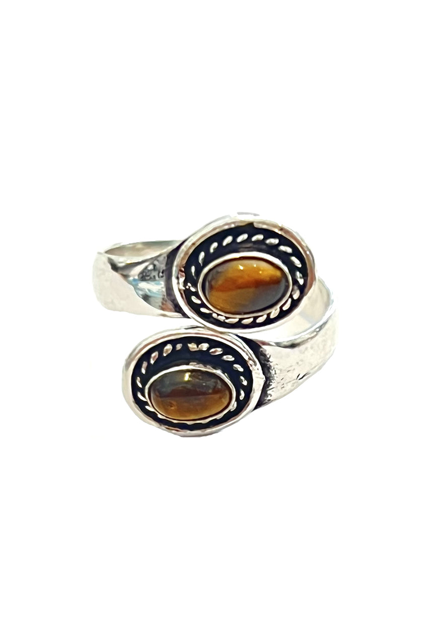 Twisted Double Stone Ring