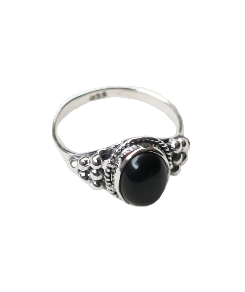 Sterling Silver Oval Ring with Natural Gemstone