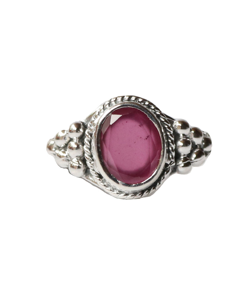 Sterling Silver Oval Ring with Natural Gemstone