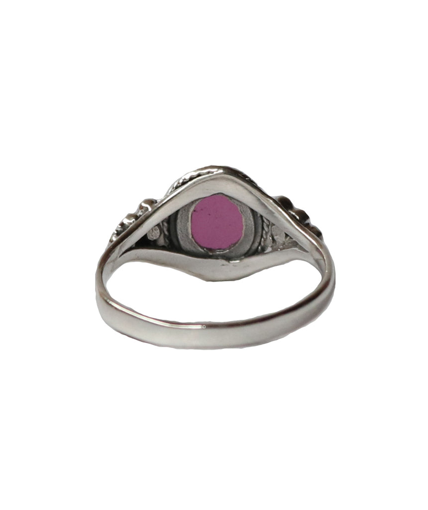 Sterling Silver Oval Ring with Natural Gemstone