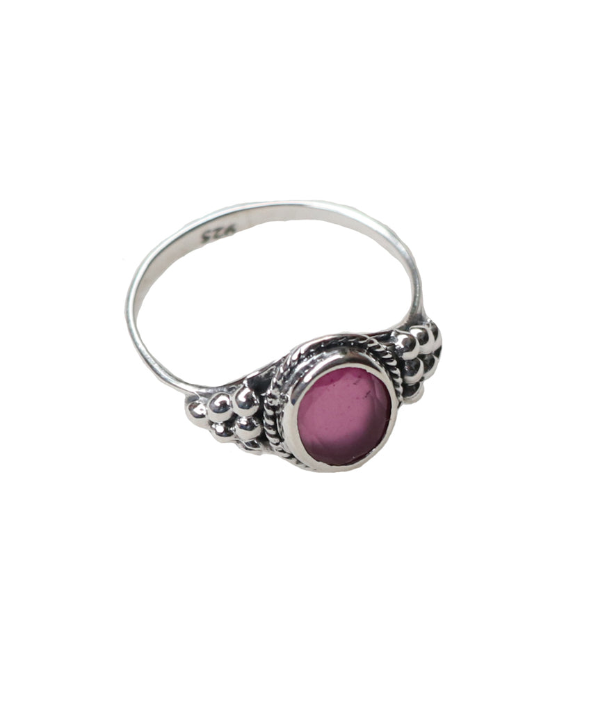 Sterling Silver Oval Ring with Natural Gemstone