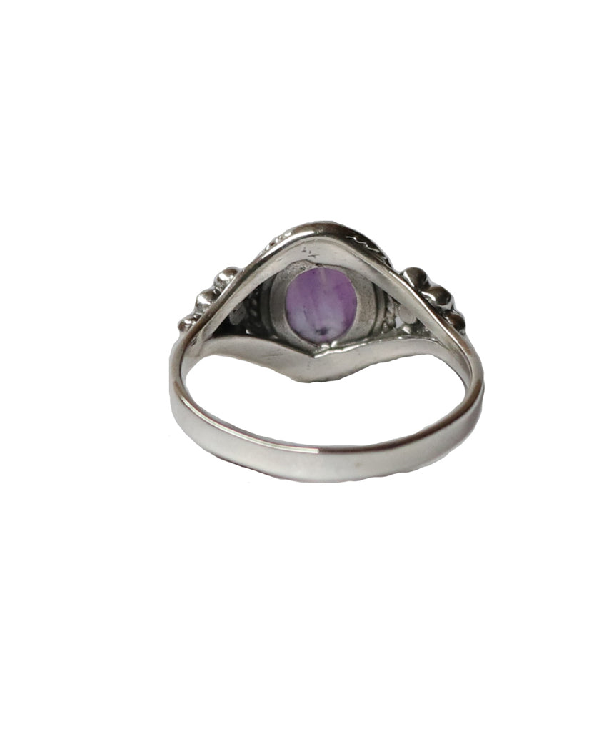 Sterling Silver Oval Ring with Natural Gemstone