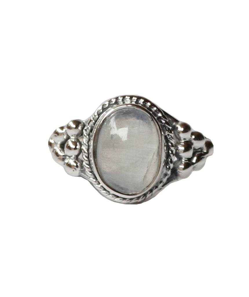 Sterling Silver Oval Ring with Natural Gemstone