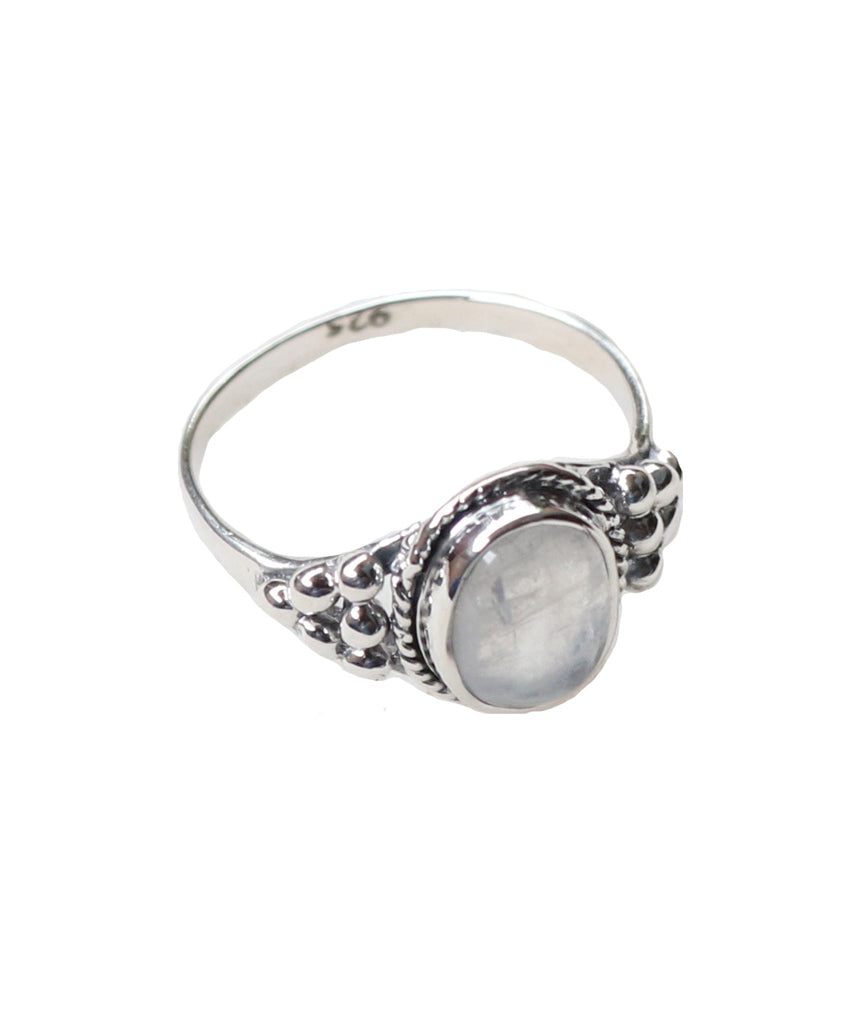 Sterling Silver Oval Ring with Natural Gemstone