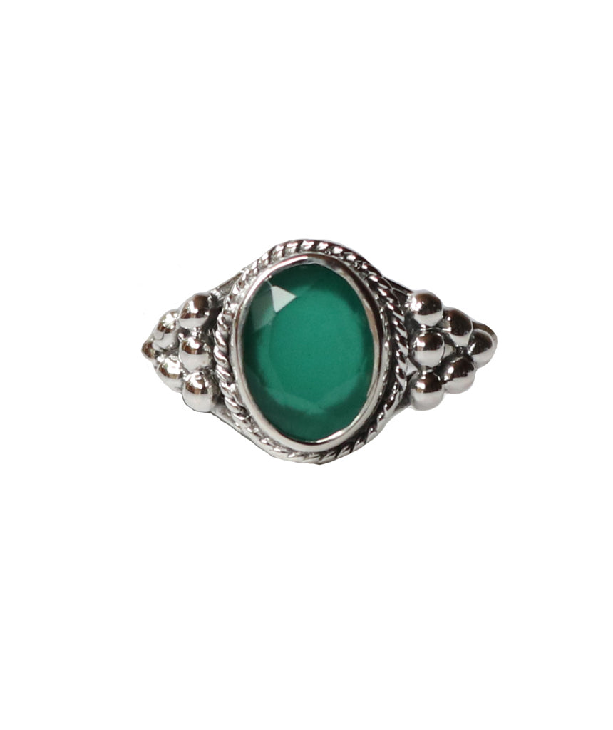 Sterling Silver Oval Ring with Natural Gemstone