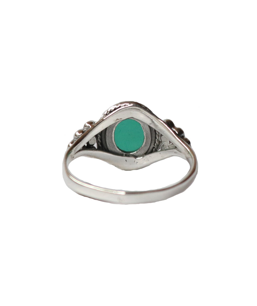 Sterling Silver Oval Ring with Natural Gemstone