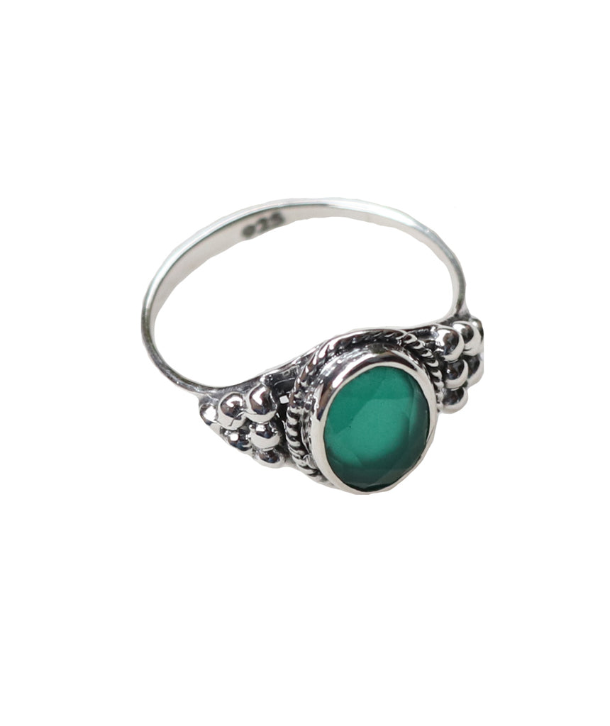 Sterling Silver Oval Ring with Natural Gemstone