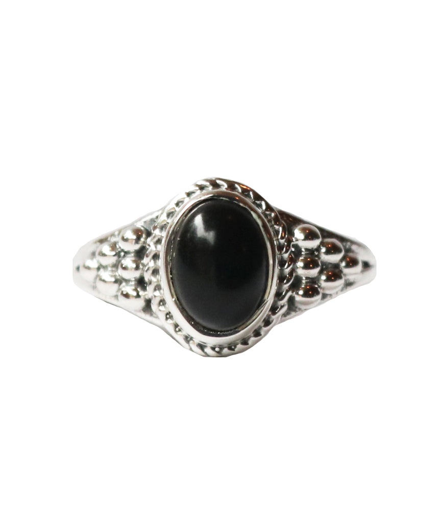 Sterling Silver Oval Ring with Natural Gemstone